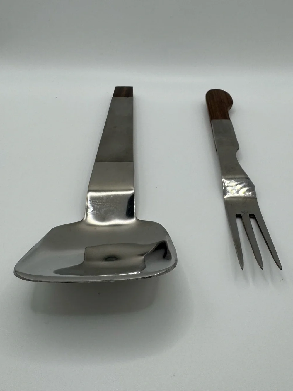 Vintage Japan Stainless Steel Rosewood Ice Cream Scoop Spade Pickle Fork Set MCM